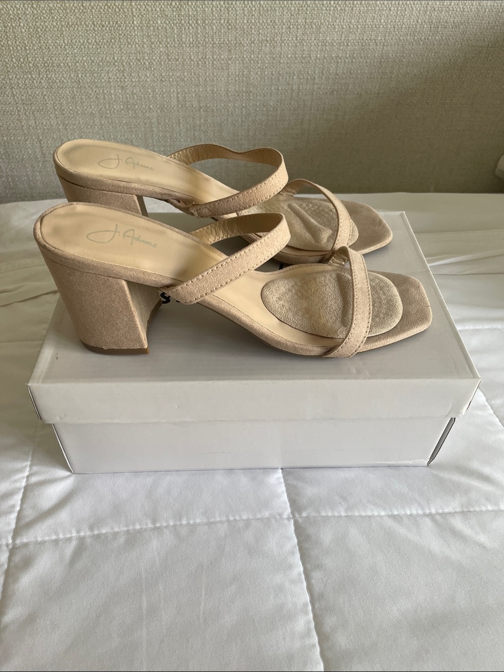 Adams Beige Block Heel Strappy Sandals
